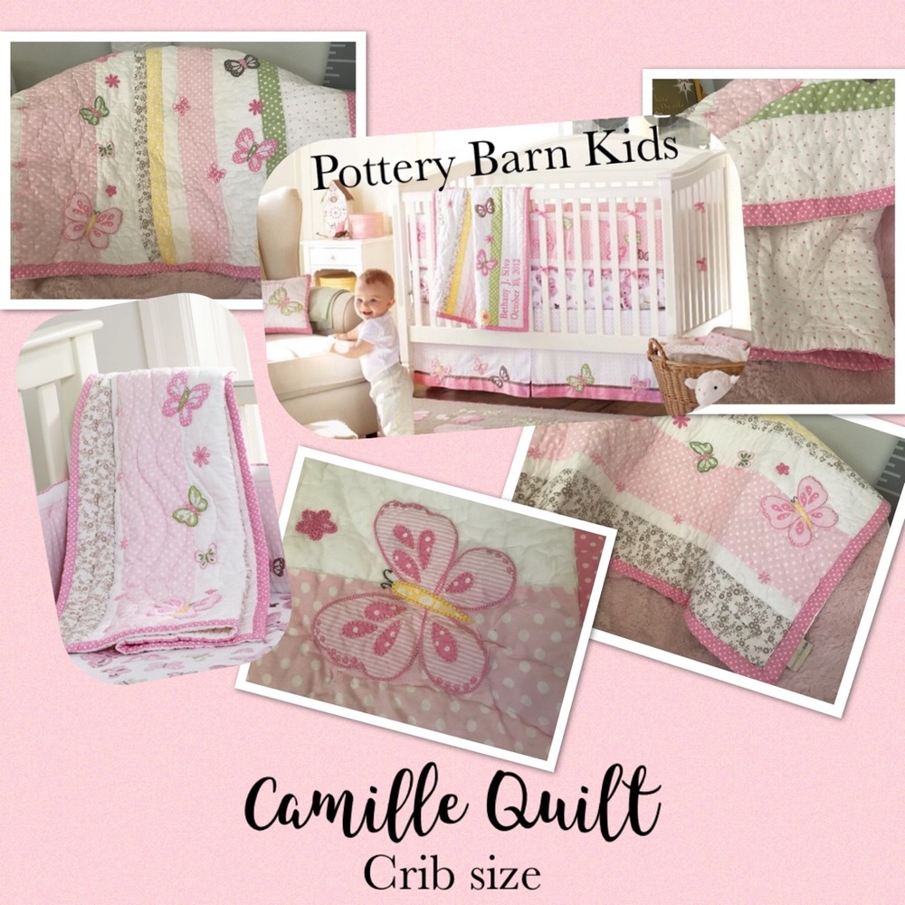 Pottery Barn Kids baby quilt with Butterflies, EUC